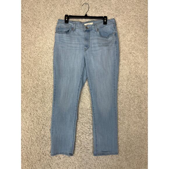 Levi's Denim - Levis Classic Straight Jeans Womens 12 Light Blue Denim Stretch Preppy Basic